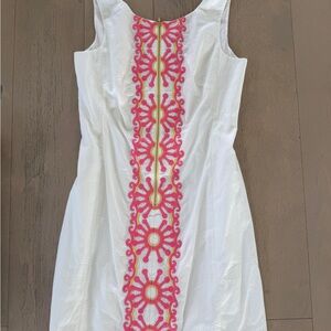 Lilly Pulitzer White Dress with Pink Embroidery